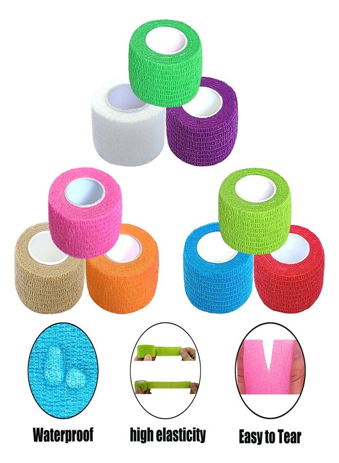 Erewa 12 Pack Self Adhesive Wrap Bandage - Vet Wrap for Pets, Stretch Self-Adherent Cohesive Tape Breathable Athletic Tape Rolls (1 Inches x 5 Yards Each, 12 Colors) - Image 5